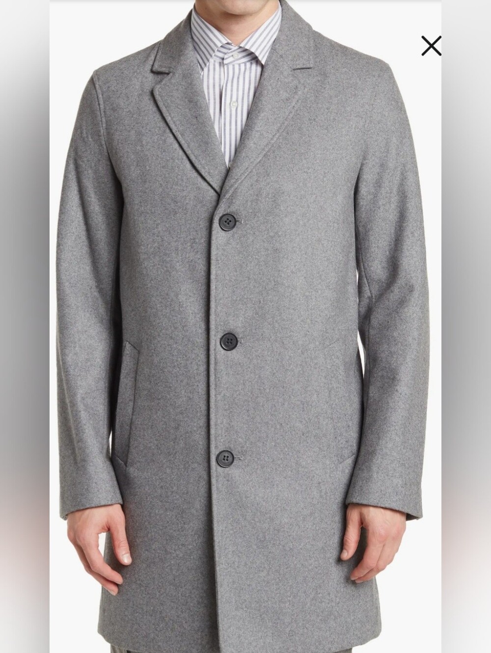 Cole Haan Men’s Melton Wool Notched Collar Coat Size Small Gray Bin CU